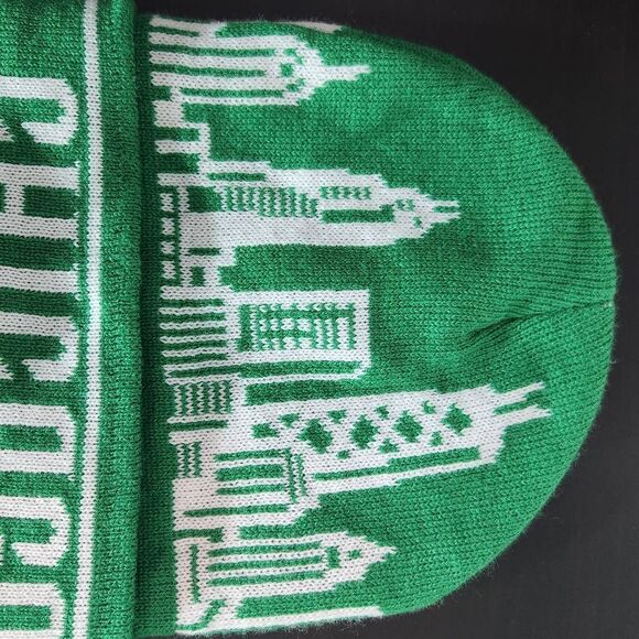 Chicago Green City Skyline Beanie One Size Green Chicago Beanie - Picture 3 of 7